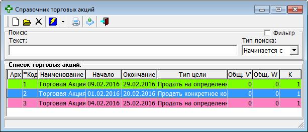 Справочник торговых акций