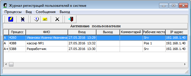 Журнал регистраций пользователей