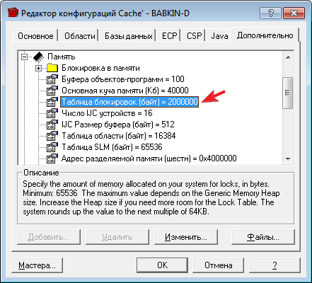 Таблица блокировок