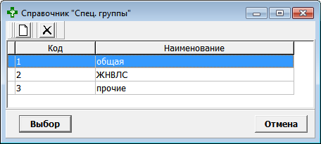Справочник спецгрупп
