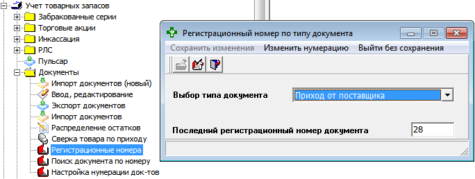 Регистрационный номер по типу документа