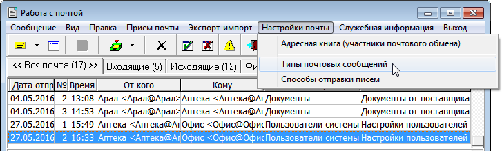 Типы торговых сообщений