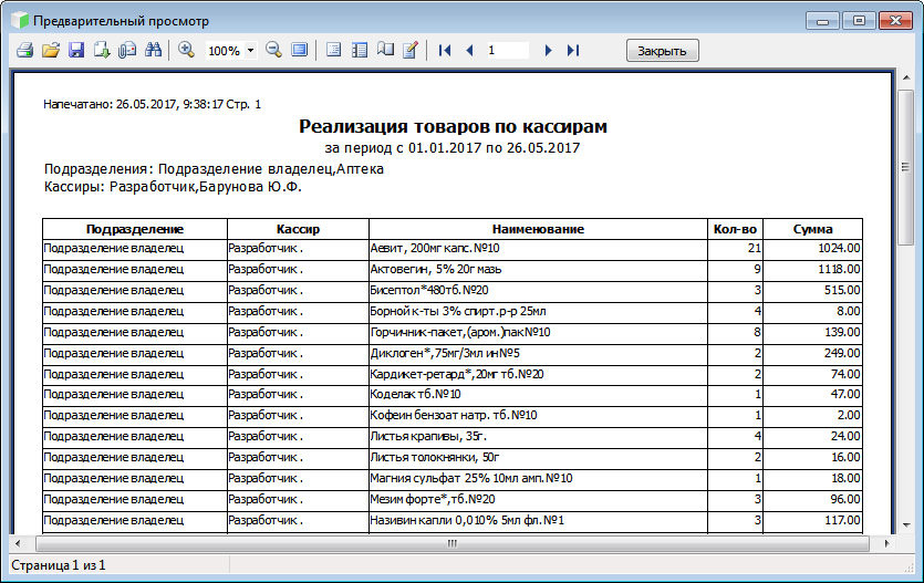 Пример отчёта