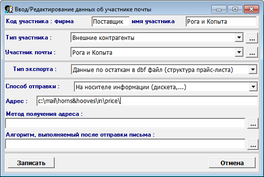 Участники почтового обмена