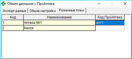 Выгрузка для ПроАптека