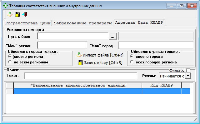 Адресная база КЛАДР