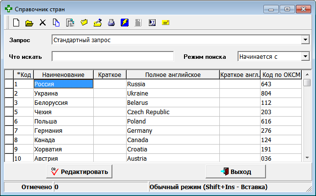 Справочник стран