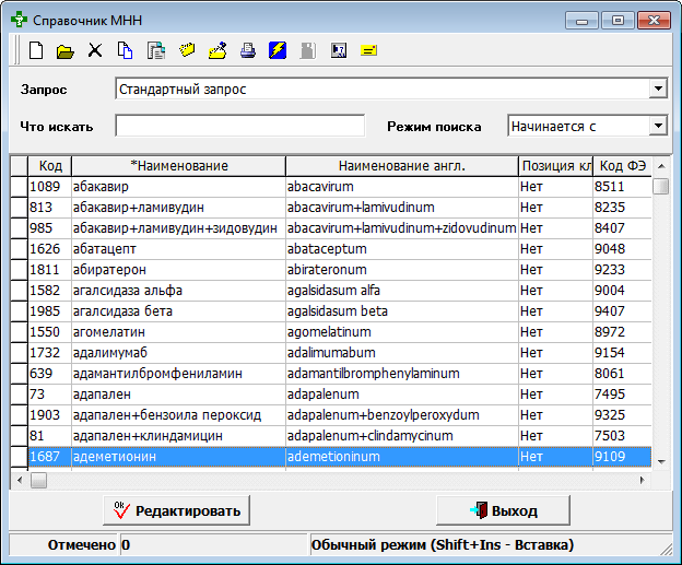 Справочник МНН
