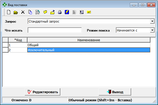 Вид поставки