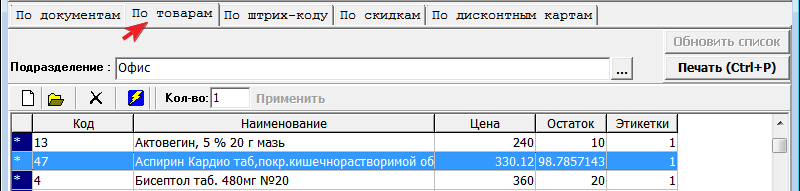 По товарам